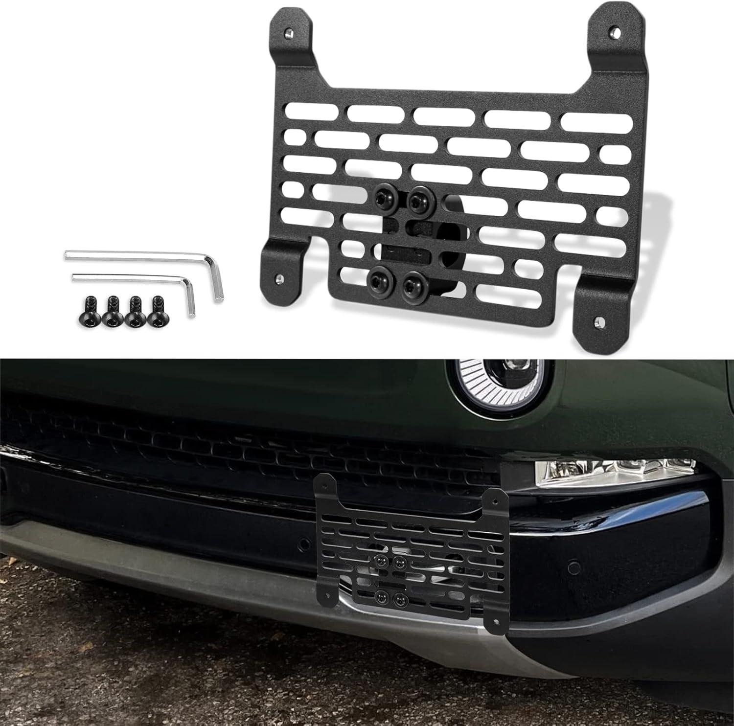 Klutchtech Soporte para placa de matrícula para R1TR1S – Marcos de placa frontal, ganchos de remolque, soporte de placa compatible con accesorios