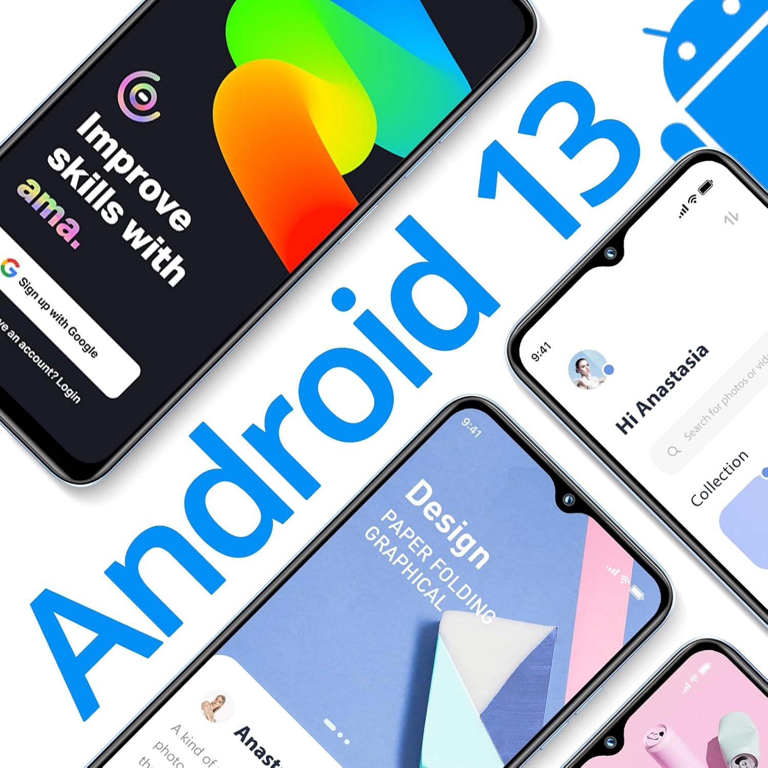 OUKITEL Teléfono celular C35 desbloqueado, 12 GB de RAM+256 GB de ROM, 6.56 pulgadas de pantalla HD Smartphone con batería de 5150 mAh, cámara de 50