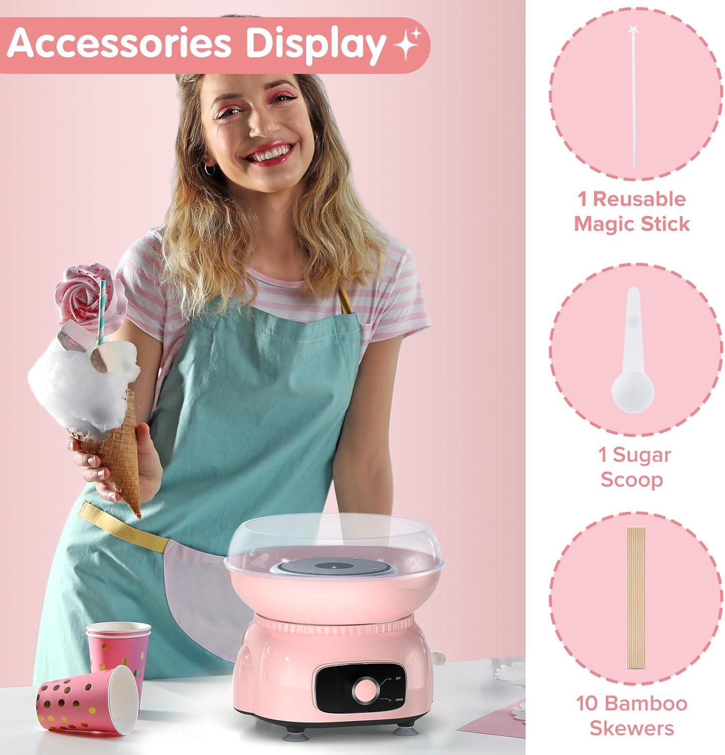 Candey Máquina de algodón de azúcar, fabricante de algodón de azúcar para niños, hace azúcar duro, hilo de azúcar, dulces caseros para fiestas de