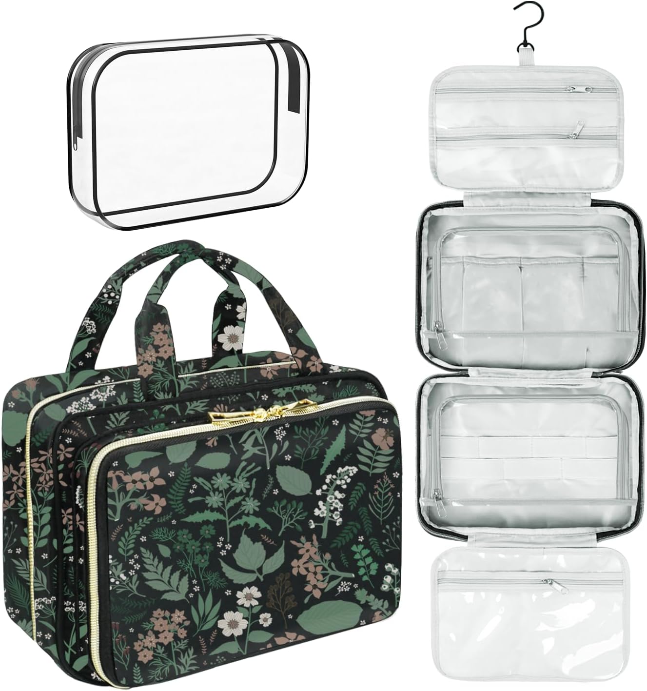 VLM Neceser de viaje, organizador de maquillaje con bolsa de cosméticos transparente aprobada por la TSA, artículos esenciales de viaje, accesorios