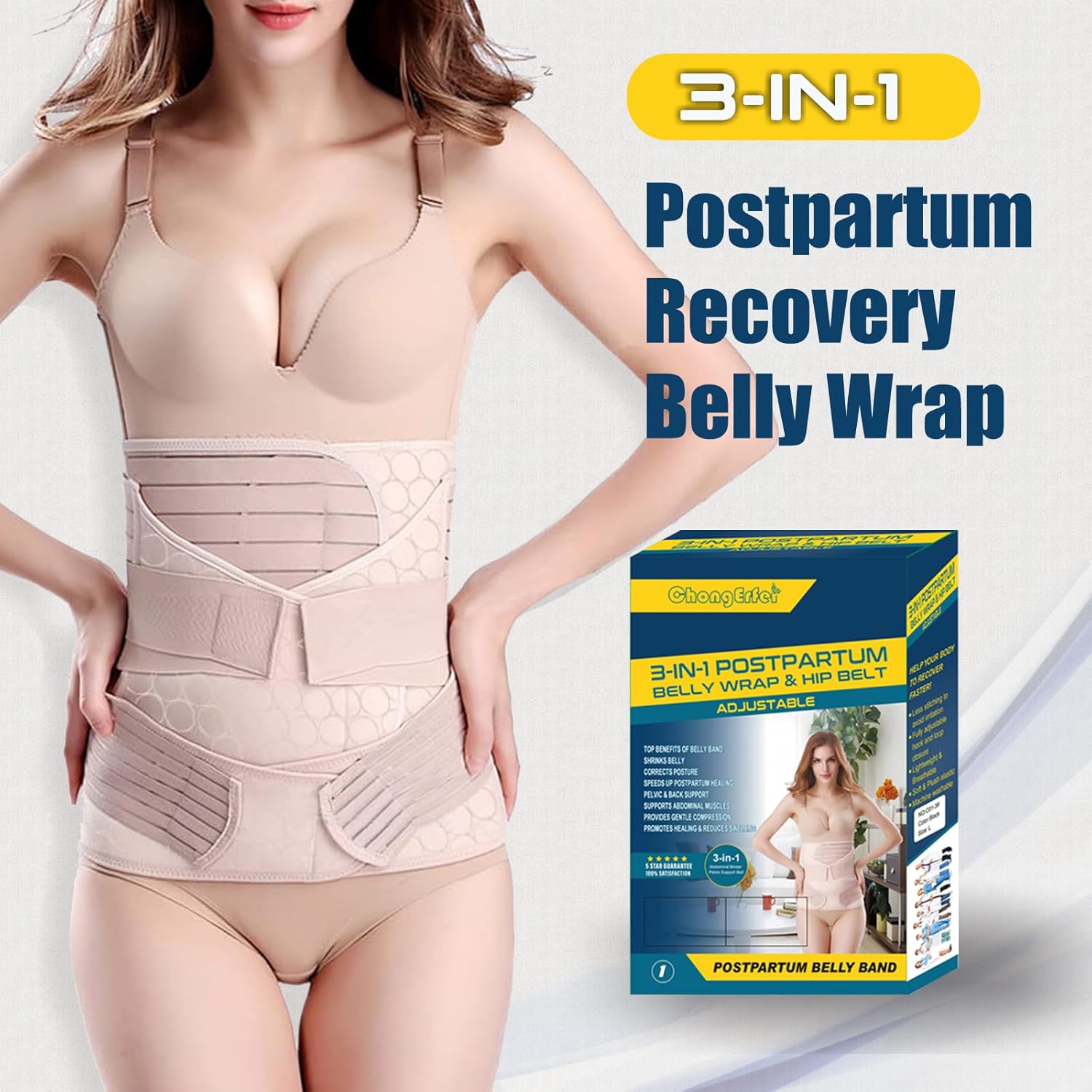 Banda para el vientre posparto 3 en 1, envoltura de recuperación posparto, soporte posparto, faja para después del parto, fajas adelgazantes,