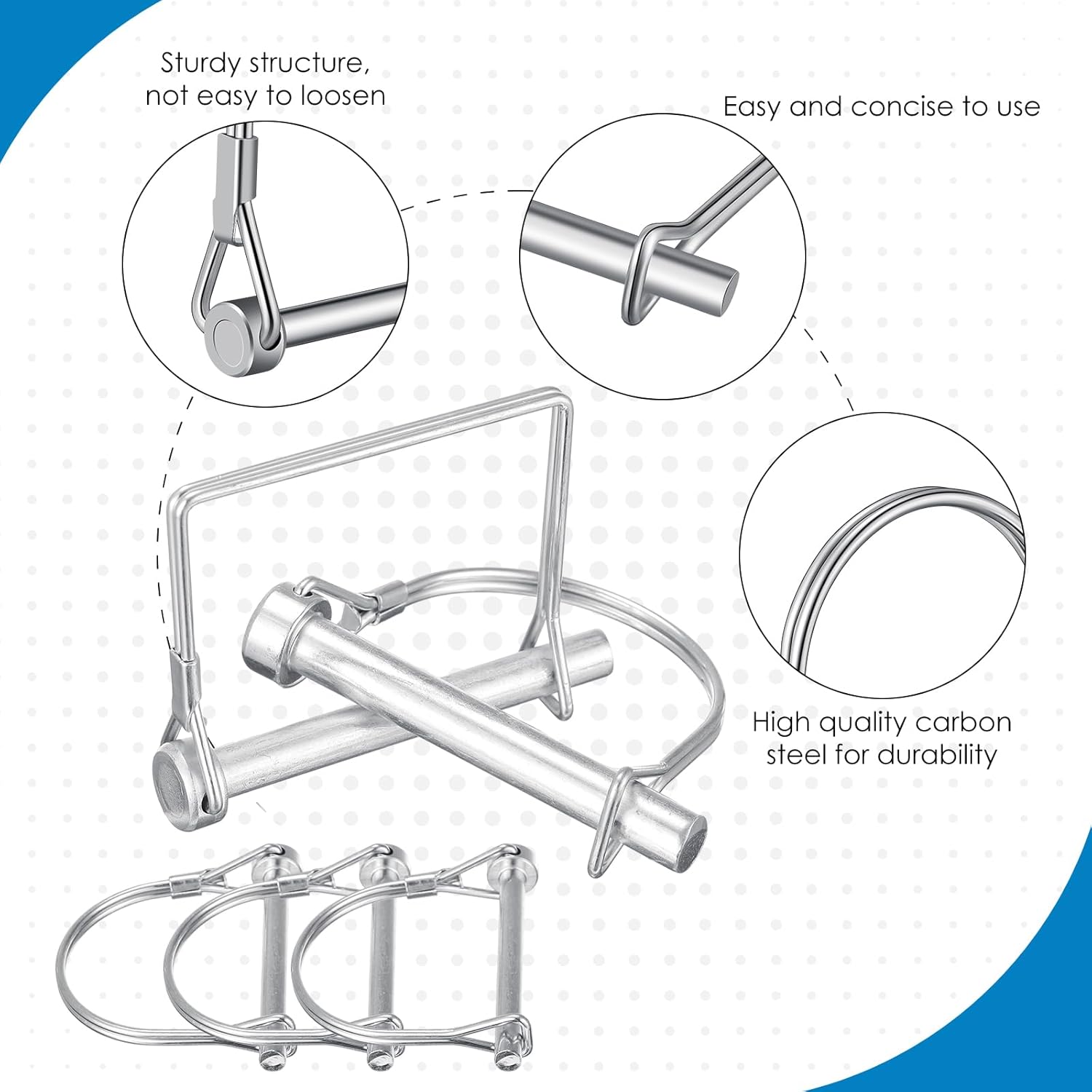 40 unidades de 14 pulgadas x 2-34 pulgadas en forma de D, pasador de acoplador de remolque de 38 pulgadas x 2-2732 pulgadas, pasador de bloqueo de