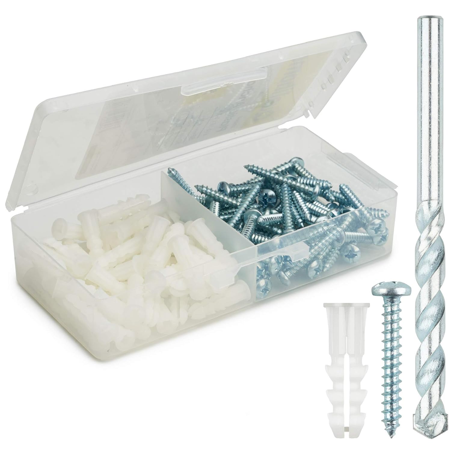 Qualihome Kit de anclaje de plástico acanalado para paneles de yeso, anclajes de pared y tornillos para paneles de yeso, incluye anclajes y