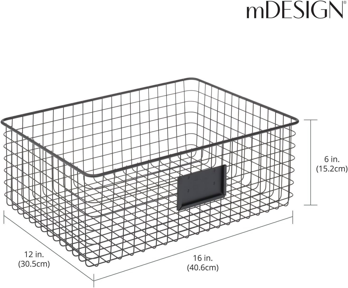 mDesign – Canasta de rejilla de metal para organizar y almacenar alimentos, paquete de 2 unidades
