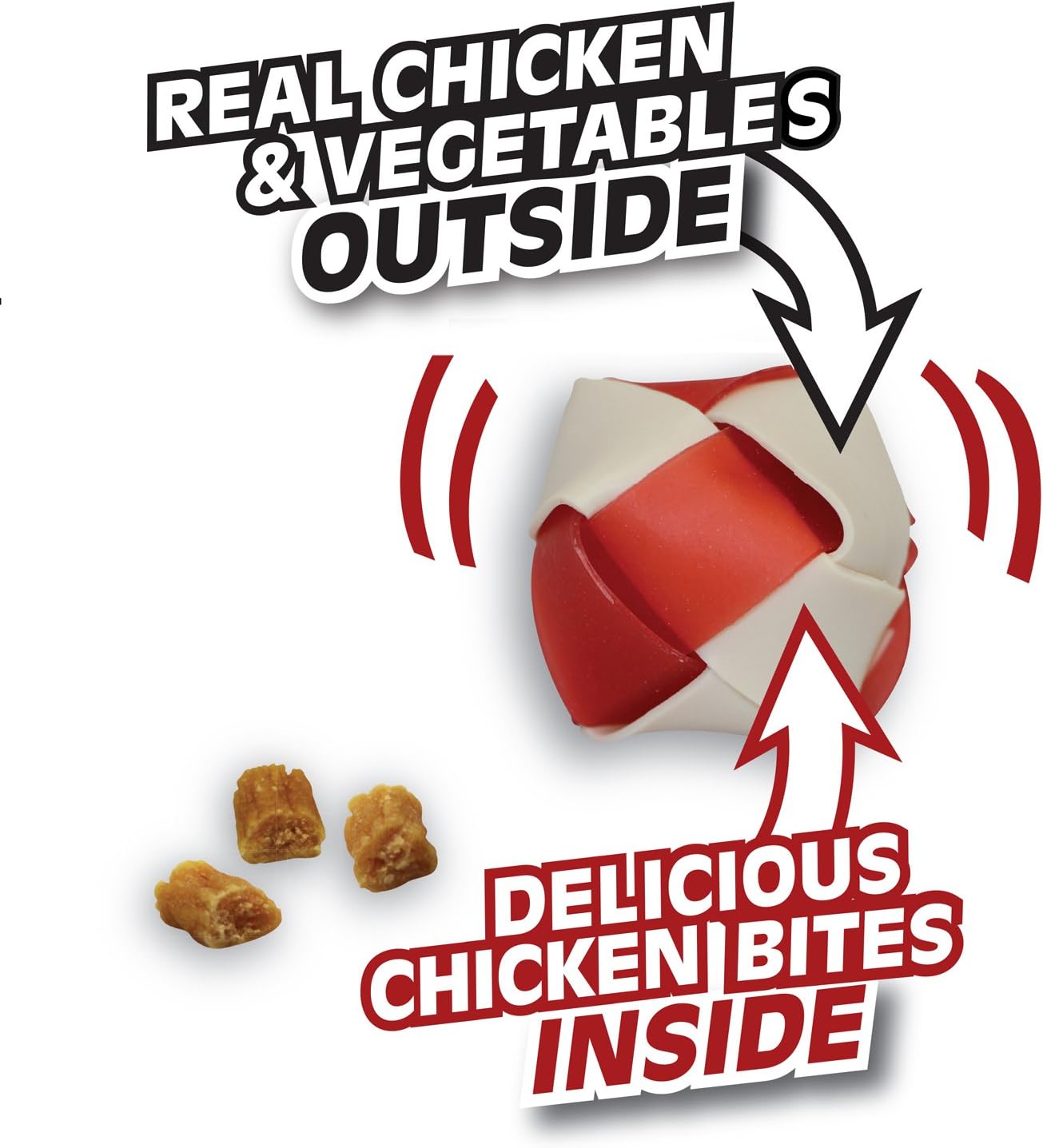 DreamBone DBC-02398 DreamChips con pollo real, 24 unidades, masticables sin piel cruda para perros y RattleBall Pequeños masticables 14 unidades,