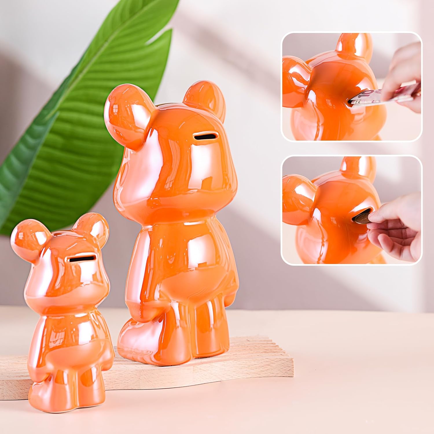 Yundu Alcancía de cerámica para niños y adultos  Bearbrick, KAWS, banco de monedas para niñas y niños  Decoración dorada  Decoración moderna,