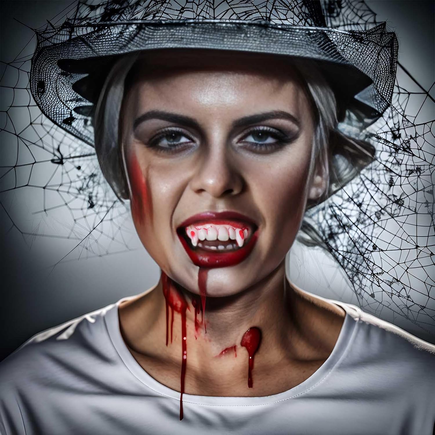 24 piezas de dientes retorcidos, dientes falsos feos de vampiro, dentadura de vampiro para Halloween, disfraces, fiestas, fotos, accesorios (24