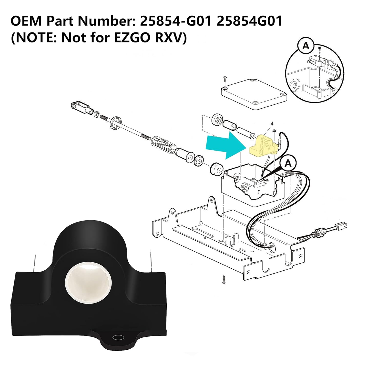 10L0L Sensor inductivo del acelerador del carrito de golf para EZGO TXT 1994 y más, DCS, PDS Electric 25854G01 25854-G01