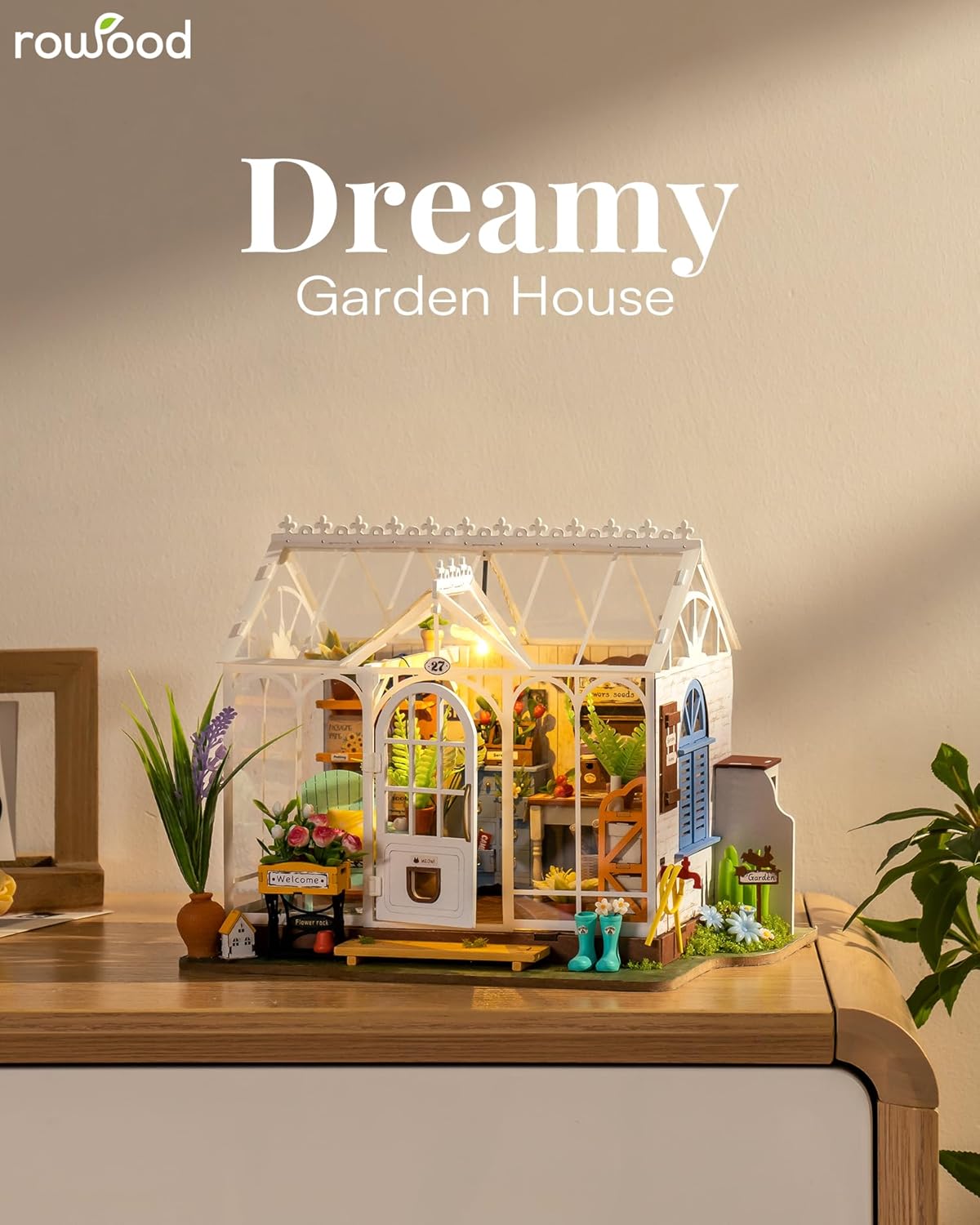 Rowood Kit de casa de muñecas de madera, kit de casa en miniatura para construir para vivir, kit de modelo de artesanía Mayberry Street para adultos