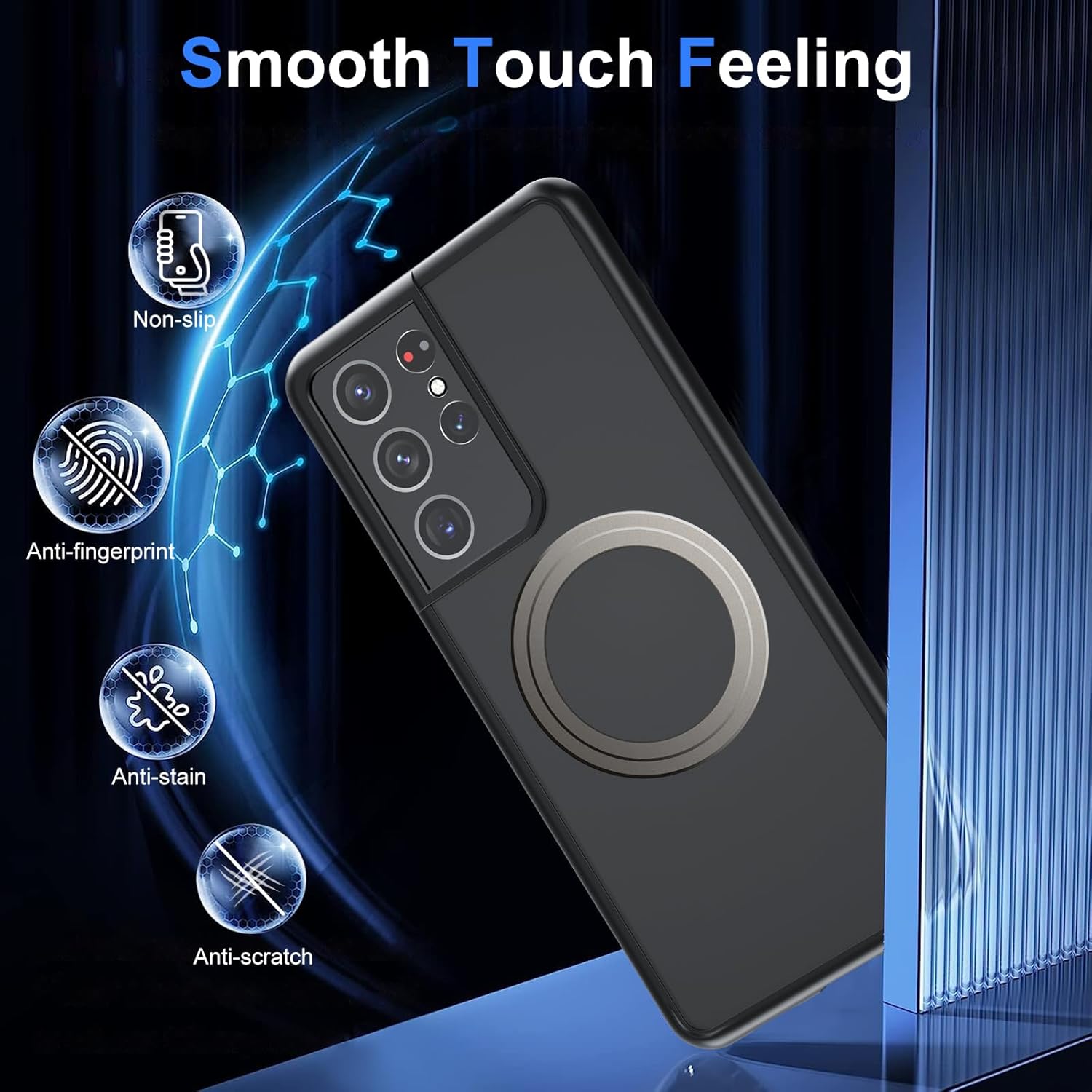 HikerClub Funda magnética para Galaxy S21 Ultra 5G, compatible con cargador inalámbrico Mag Safe, translúcido esmerilado mate, ajuste delgado, funda