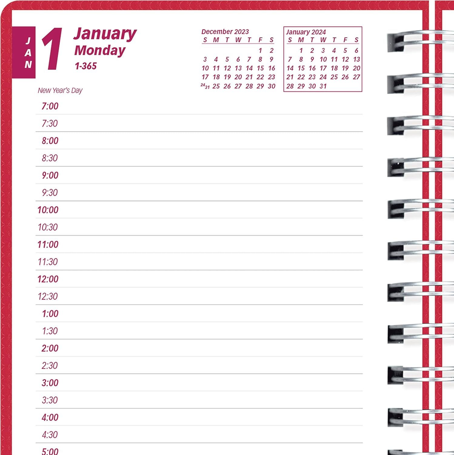 Brownline DuraFlex – Agenda diariamensual 2024, libro de citas, 12 meses, enero a diciembre, encuadernación de doble alambre, 8 x 5 pulgadas,
