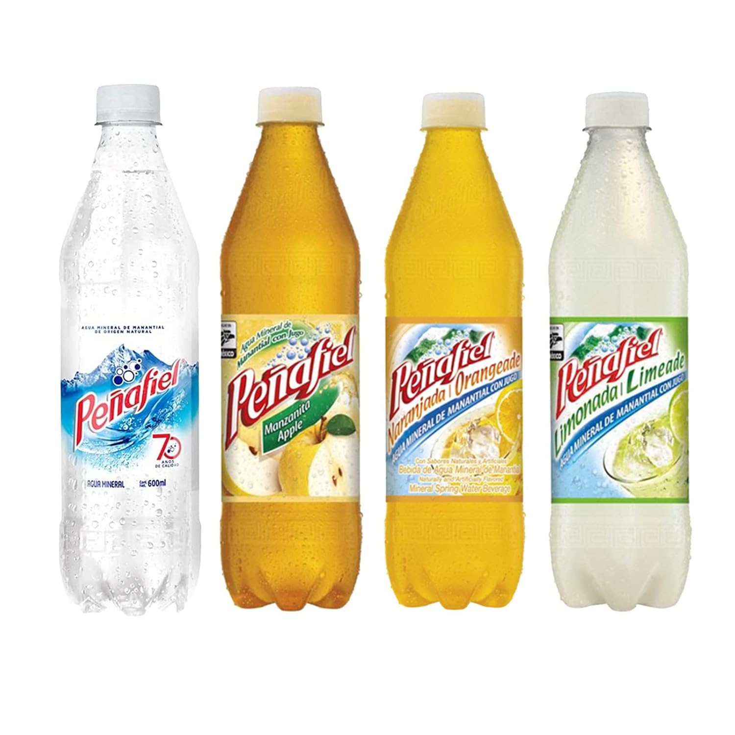 PENAFIEL, AGUA MINERAL, LEMONADA, NARANJADA, MANZANITA, 12 PK VARIEDAD HECHO EN MÉXICO 20.3 FL OZ