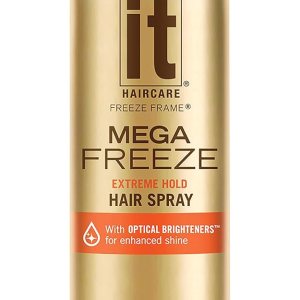 IT Haircare MEGA Freeze Extreme Hold Spray para el cabello  7.75 onzas  Vitamina B5 y proteína de trigo hidrolizada  Resistente a la humedad IT Haircare MEGA Freeze Extreme Hold Spray para el cabello  7.75 onzas  Vitamina B5 y proteína de trigo hidrolizada  Resistente a la humedad