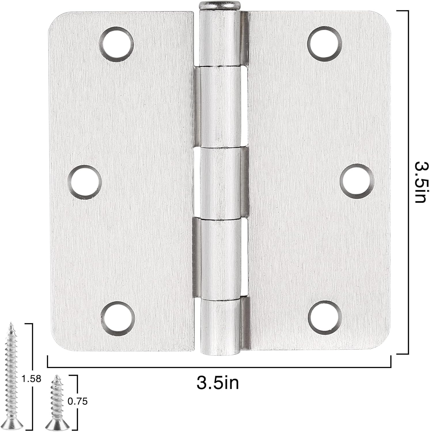 Paquete de 24 bisagras de puerta de níquel cepillado para puertas, bisagras de puerta interior de 3 12, bisagras de níquel satinado de 3.5 x 3.5