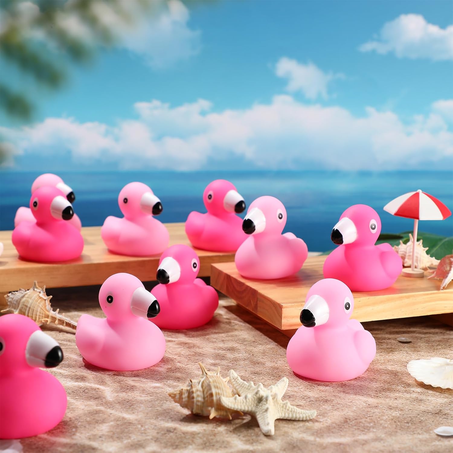48 piezas de pato de goma flamenco a granel rosa rosa claro flamenco juguetes flotantes flamenco juguetes de verano playa patos de goma para