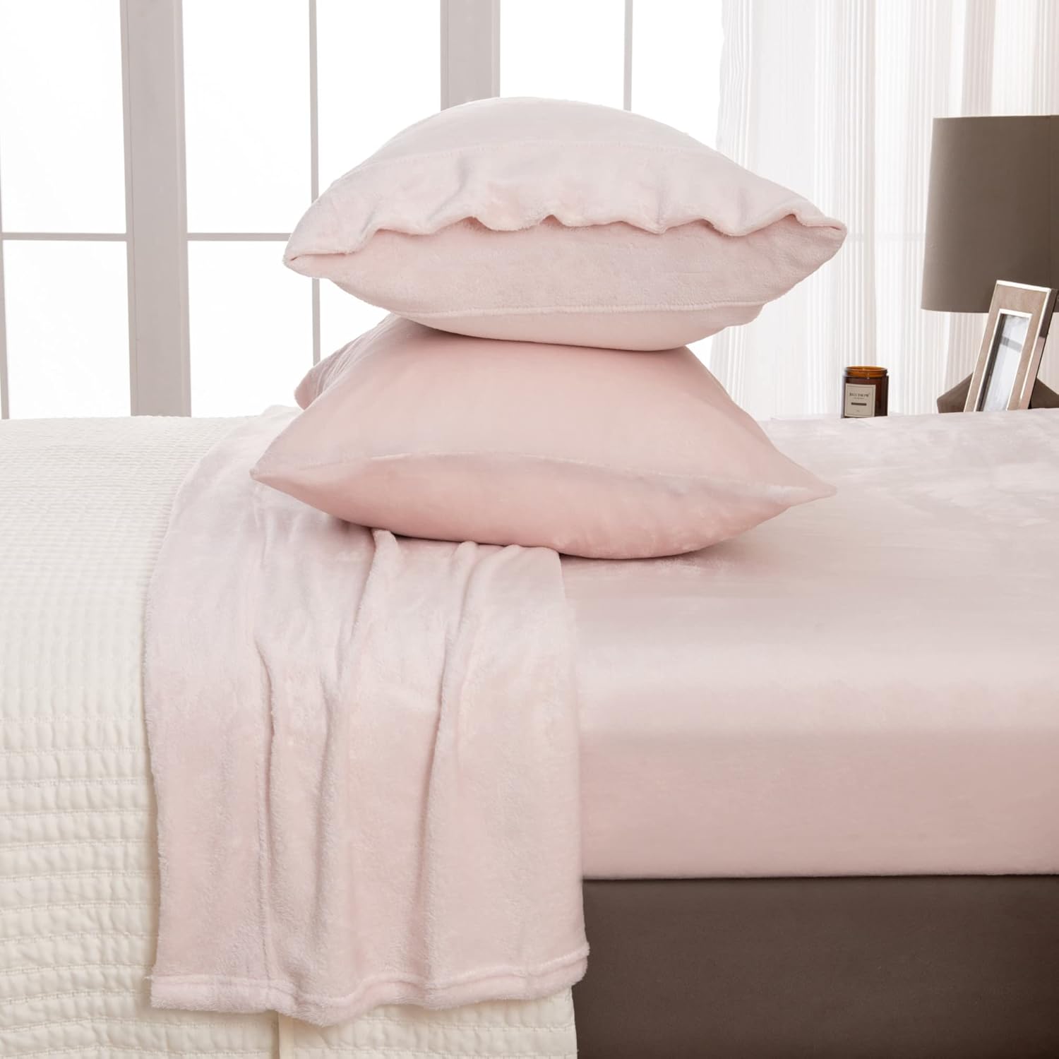Great Bay Home – Juego de sábanas de microforro de vellón de felpa de terciopelo extra suave, no se les forman pelusas, de bolsillo profundo,