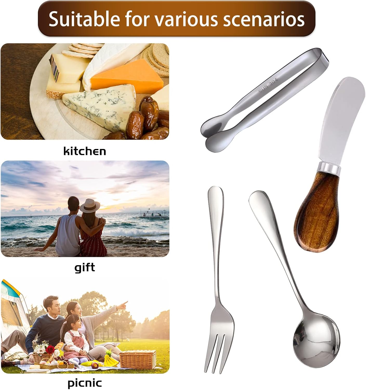 Accesorios para tableros de embutidos (29 piezas) Esparcidores de queso para tablero de embutidos, mini cuchara de servir, tenedor, pinzas, palillo
