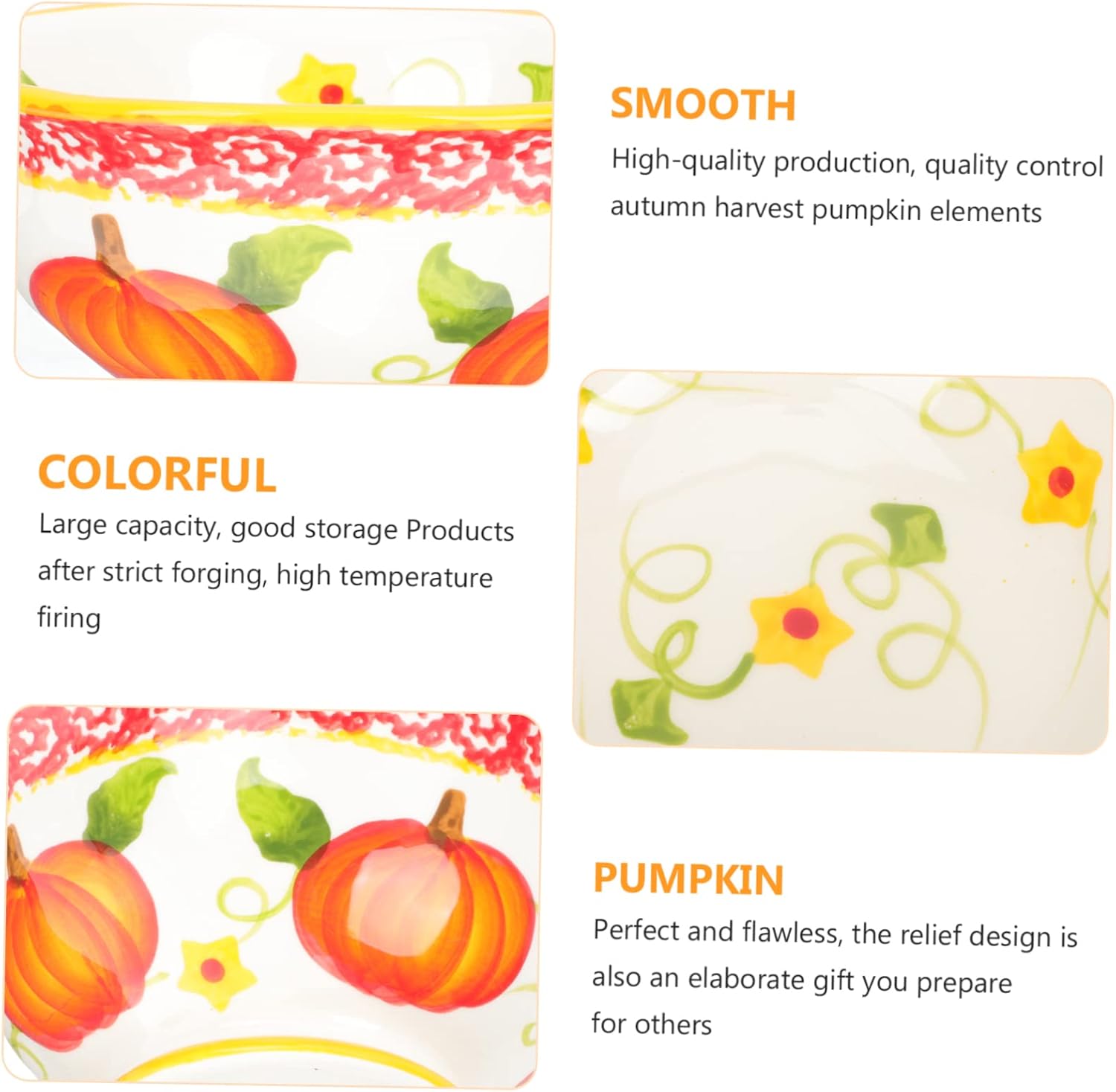 HOMSFOU Juego de vajilla japonesa con tapa hermética, recipiente de caramelo de otoño, cuenco de cerámica para frutas, cuenco de calabaza creativo,