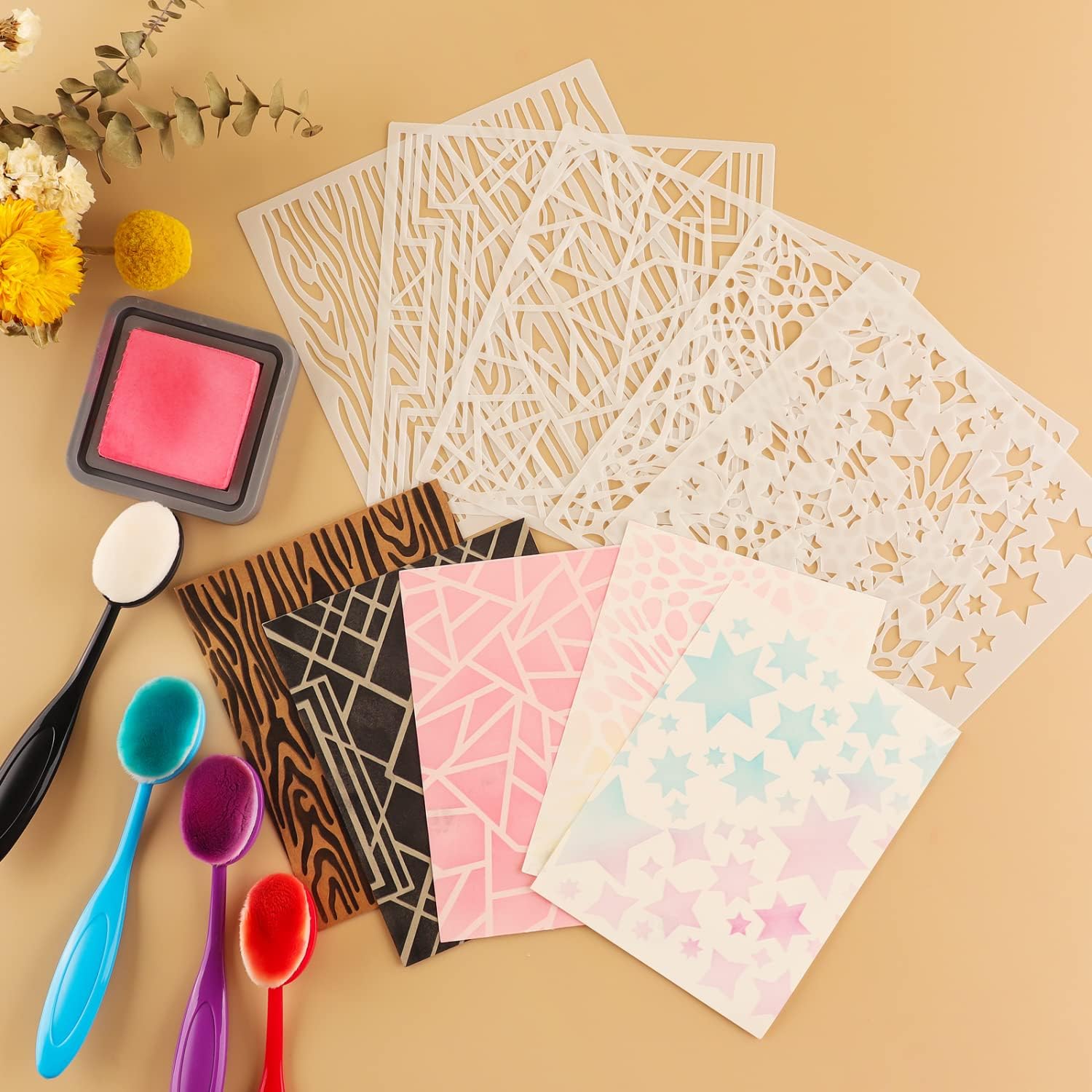 10 mini pinceles de mezcla de tinta de colores, herramienta de mezcla de tinta con 1 cepillo de silicona de mano, paleta de limpieza para hacer