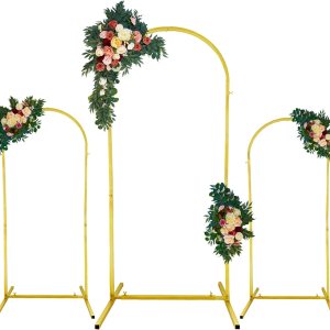 Juego de 3 soportes dorados para arco de boda, 7.2 pies, 5.9 pies, 4.9 pies, soporte de arco de globos de metal para cumpleaños, baby shower, Juego de 3 soportes dorados para arco de boda, 7.2 pies, 5.9 pies, 4.9 pies, soporte de arco de globos de metal para cumpleaños, baby shower,