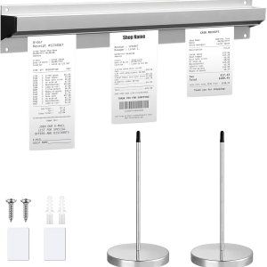 Soporte de recibos de escritorio de 16 pulgadas, estante de aluminio para cheques, para pedidos de facturas, soporte de boletos, carril de Soporte de recibos de escritorio de 16 pulgadas, estante de aluminio para cheques, para pedidos de facturas, soporte de boletos, carril de