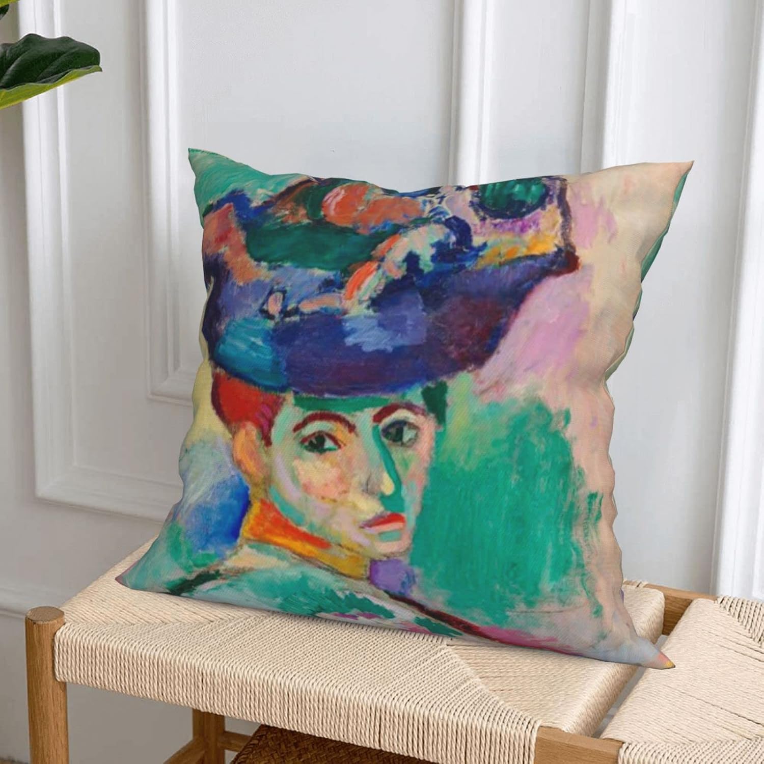 HOSTECCO Juego de 4 fundas de almohada artísticas de 18 x 18 pulgadas, fundas de almohada decorativas de Henri Matisse con diseño de Harmony in Red