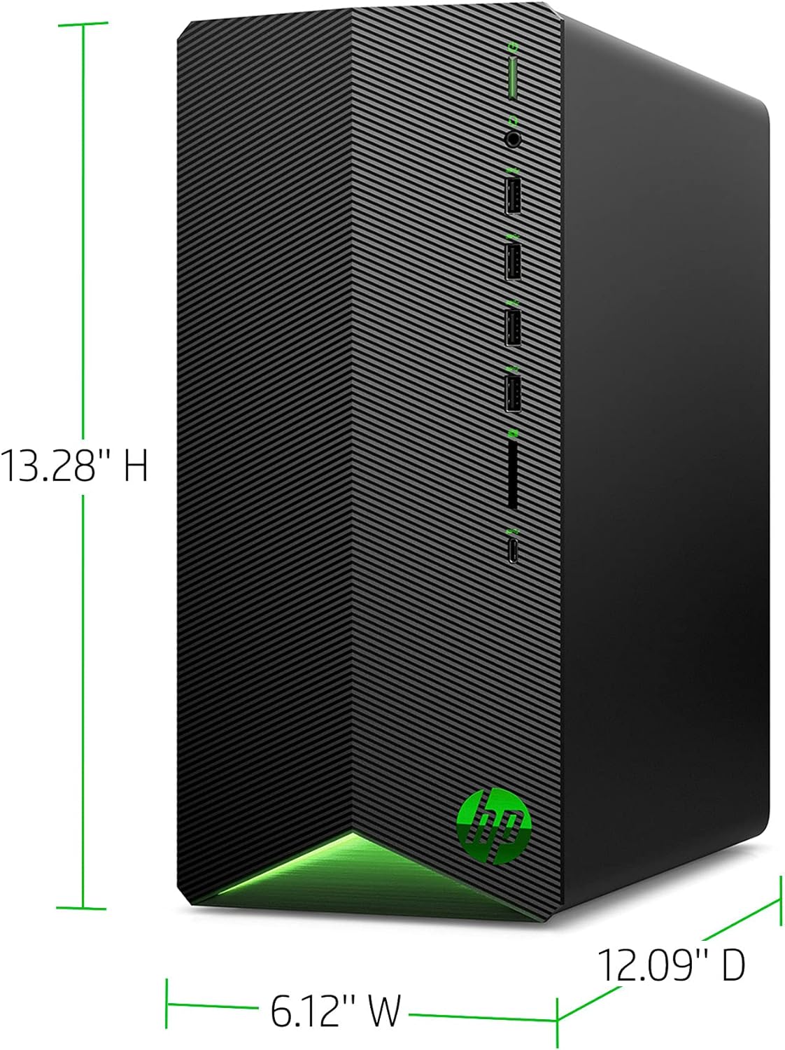 HP Pavilion – Escritorio para juegos, AMD Radeon RX 5500, procesador AMD Ryzen 5 5600G, 8 GB de RAM, SSD de 512 GB, Windows 11 Home, 9 puertos USB,