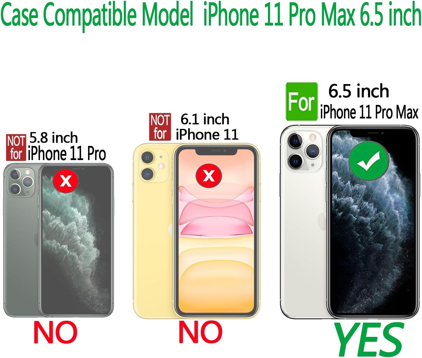 Funda para iPhone 11 Pro Max con tarjetero, iPhone 11 Pro Max, funda tipo cartera para mujeres y niñas, de piel sintética, magnética, compatible con