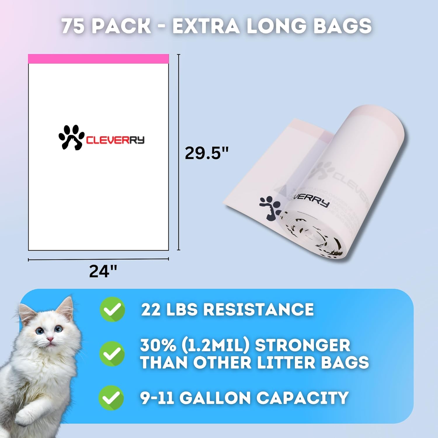 Cleverry Bolsas de arena compatibles con caja de arena automática autolimpiante para gatos, robot 3 y 4, paquete de 75  9  11 galones  Forros de