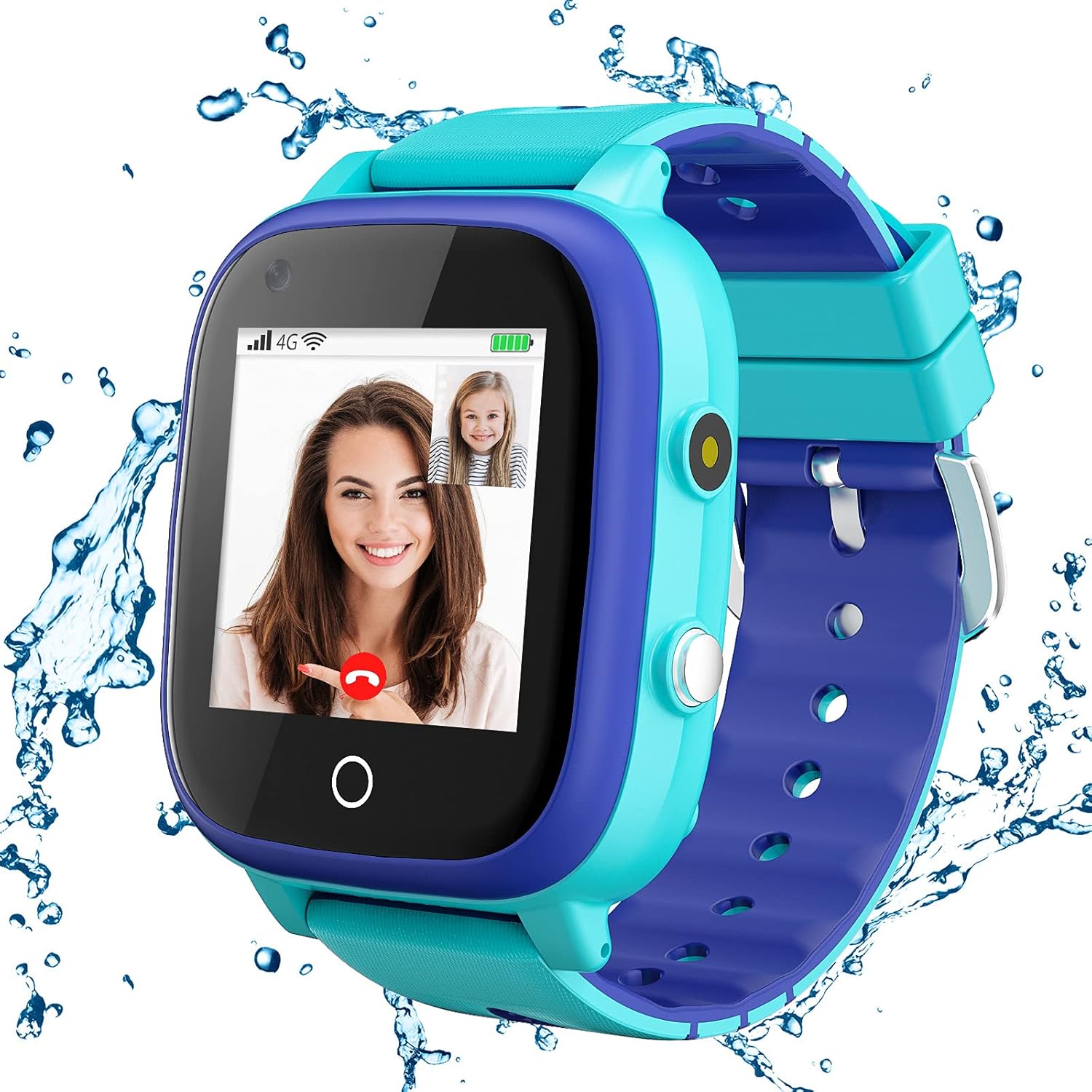 cjc Reloj inteligente 4G para niños con rastreador GPS y llamadas, llamadas de 2 vías y chat de voz y video, alarma SOS, WiFi, impermeable, teléfono