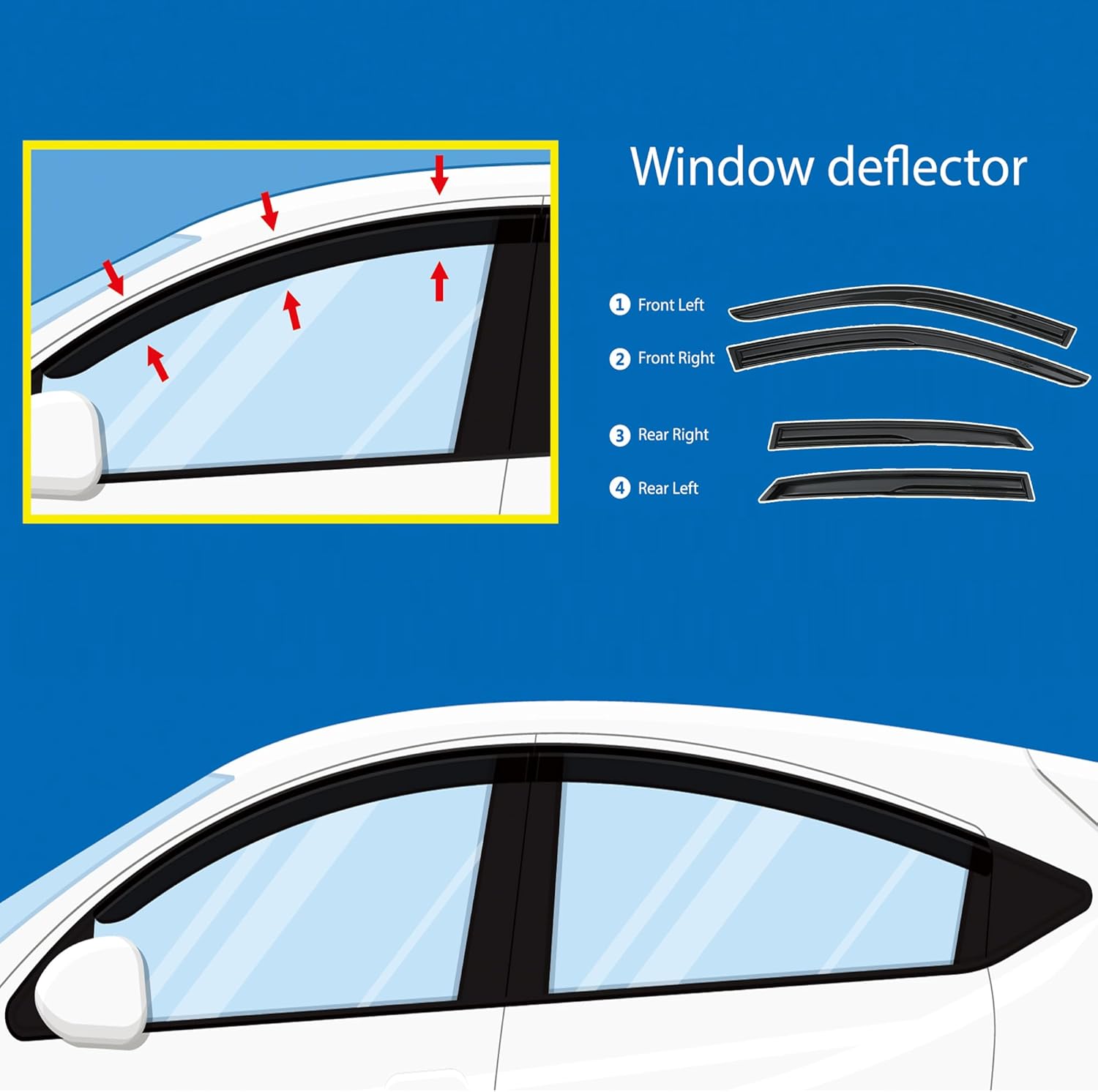 X AUTOHAUX 1 juego de viseras de ventana, protectores de lluvia, deflectores, viseras de ventana duraderas para Honda Civic 2022 2023, color negro