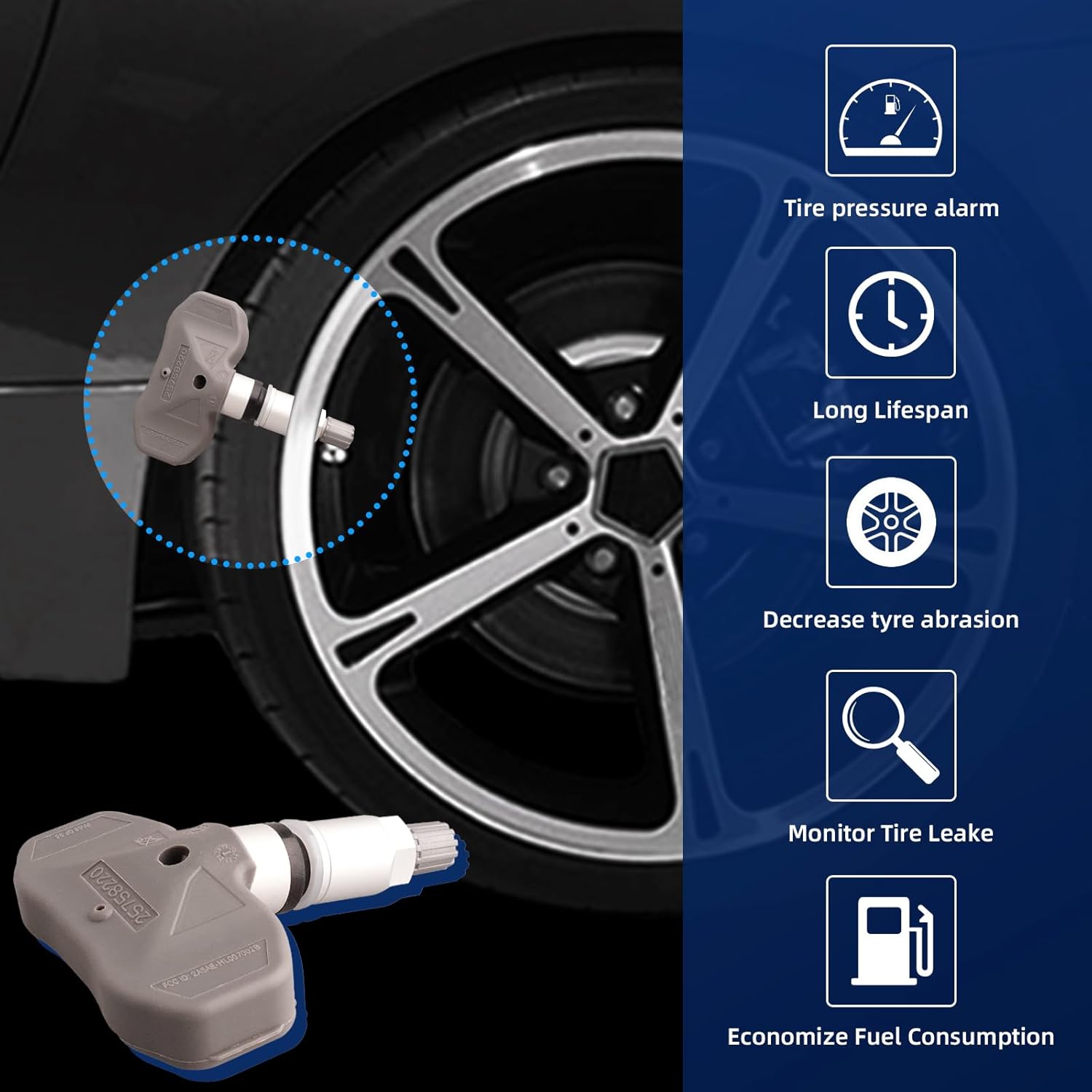 MACAX Sensor de sistema de monitoreo de presión de neumáticos TPMS TPMS 315 MHz OBDreaprendizaje manual de adaptación compatible con Cadillac STS