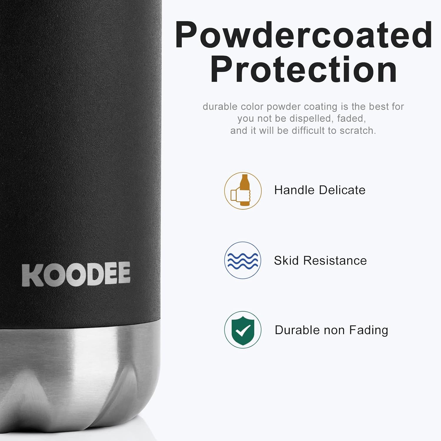 koodee Botella de agua para niños para el regreso a clases, botella de agua de acero inoxidable de doble pared aislada al vacío, paquete de 2,
