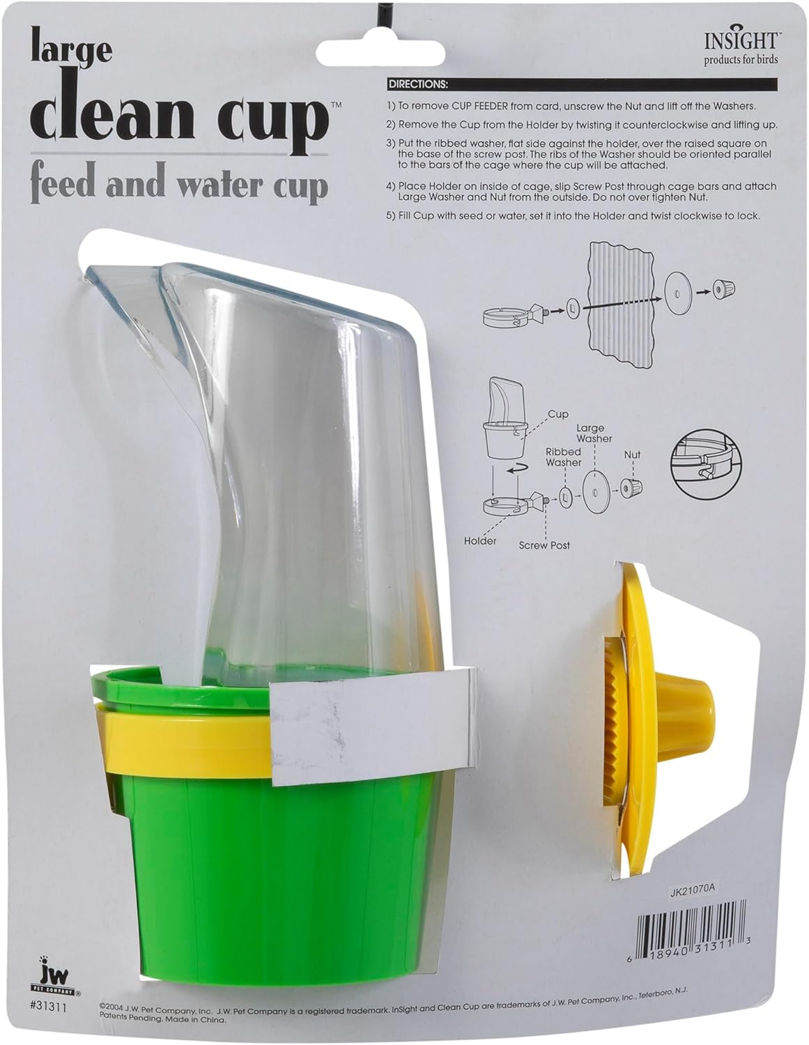 Accesorio para pájaro, taza para agua y comida, de JW Pet Company, L, gris