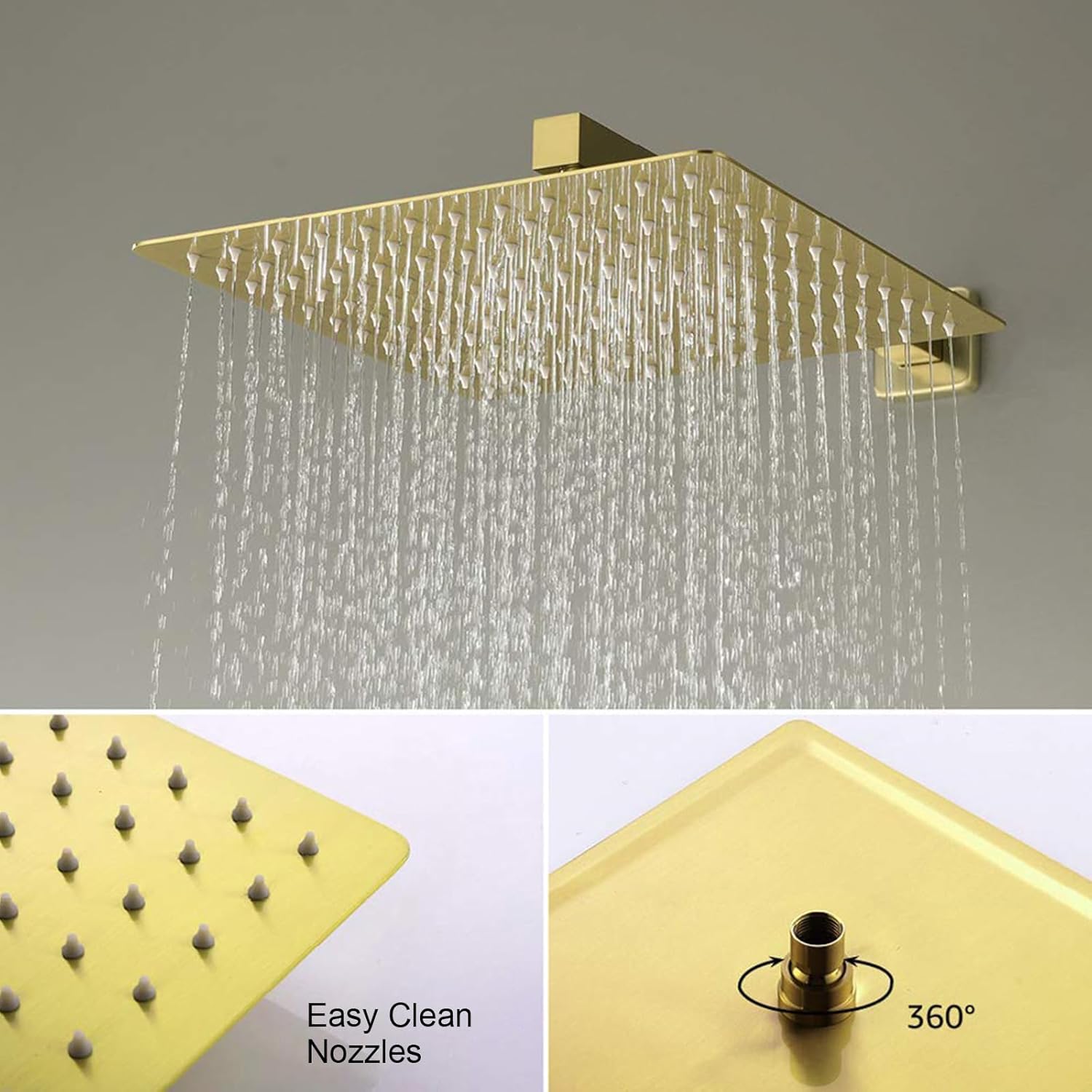 Sistema de ducha de 12 pulgadas con cabezal de ducha de lluvia de alta presión, cabezal de ducha de mano, kit de ajuste de boquilla de grifo de
