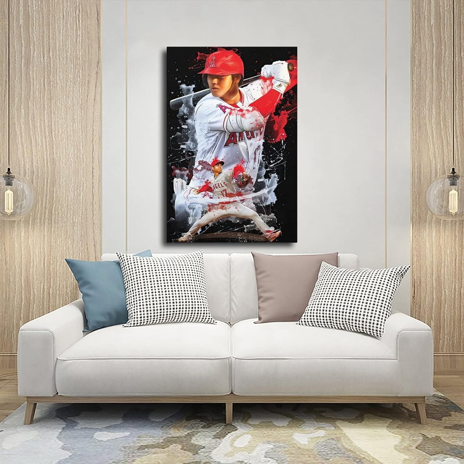 Shohei Ohtani – Póster de béisbol con retrato de béisbol, arte de pared, pintura impresa para sala de estar, dormitorio, marco 24 x 36 pulgadas