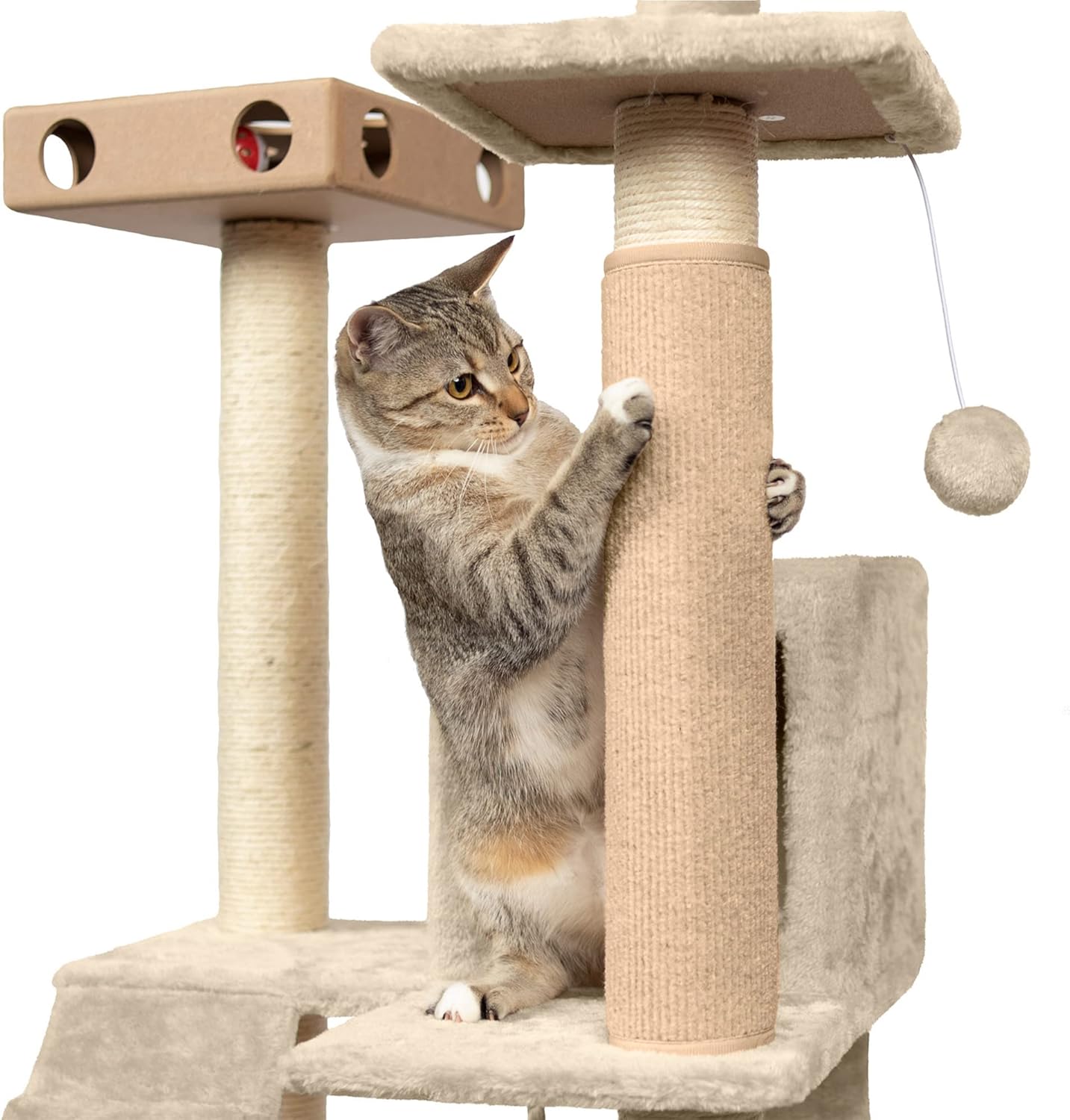 Furhaven Funda para poste rascador envolvente para gatos de interior, se adapta a postes de hasta 3.5 pulgadas de diámetro, duradera y menos