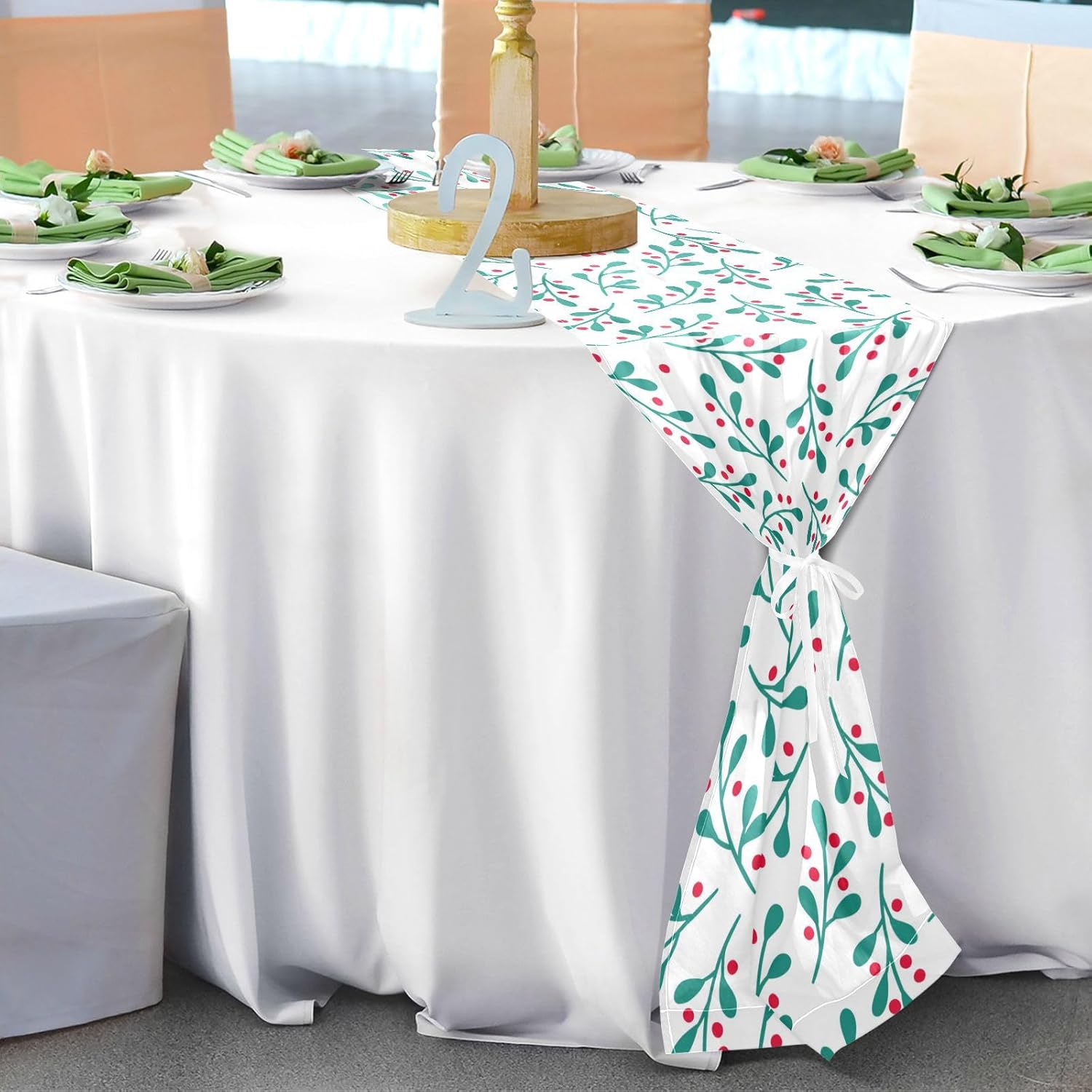 Christmas Mistletoe Berry Table Runner Fall Table Runner for Desk Decor Christmas Table Runner 120 Inches Long