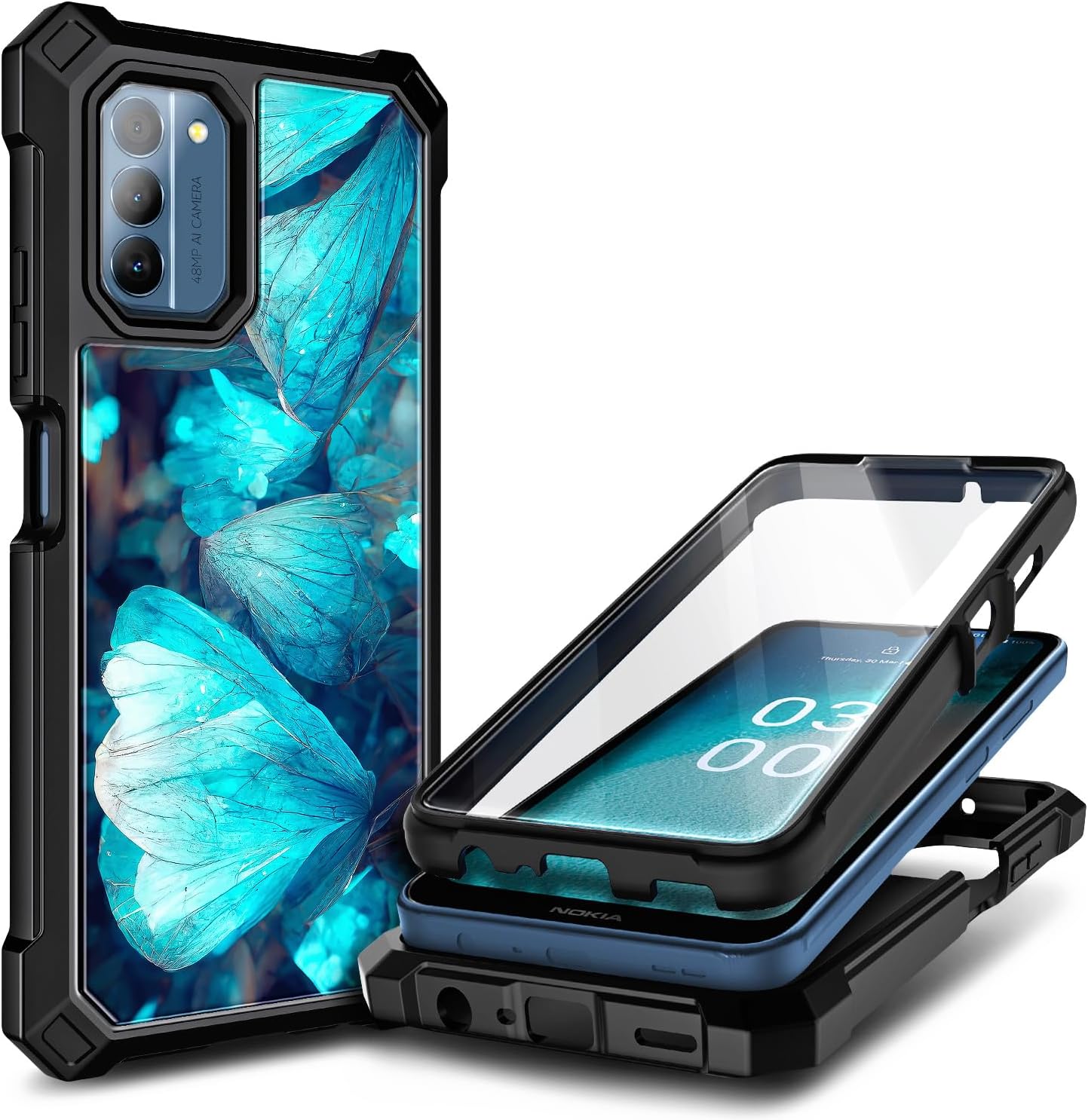 NZND Funda para Nokia C300 (N155DL)Nokia G100 (N150DL) con protector de pantalla incorporado, funda protectora de cuerpo completo a prueba de