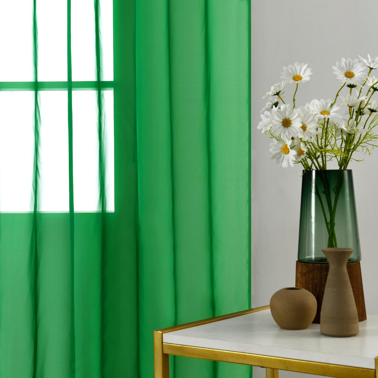 2 paneles de cortinas de gasa transparentes con bolsillo para barra, color blanco, beige, negro, gris, café, 52 pulgadas de ancho y 84 pulgadas de