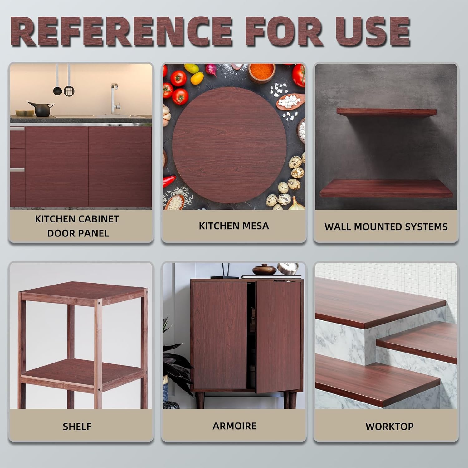 ZYJT Chapa de madera de cerezo, laminado de textura 3D de 24 x 48 pulgadas, no pegado, flexible, duradero, paneles de chapa de madera de PVC para