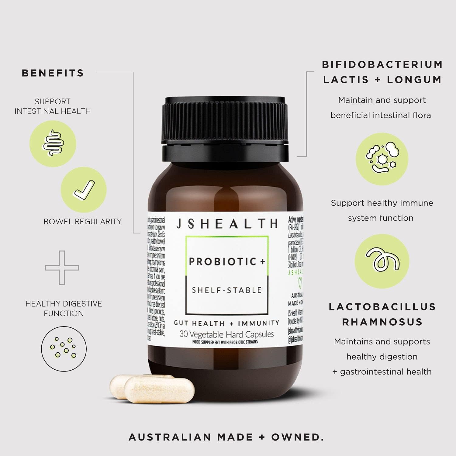 JSHealth Vitaminas fórmula de salud intestinal e inmunidad  Probióticos para mujeres y hombres  Suplemento probiótico estable para la salud