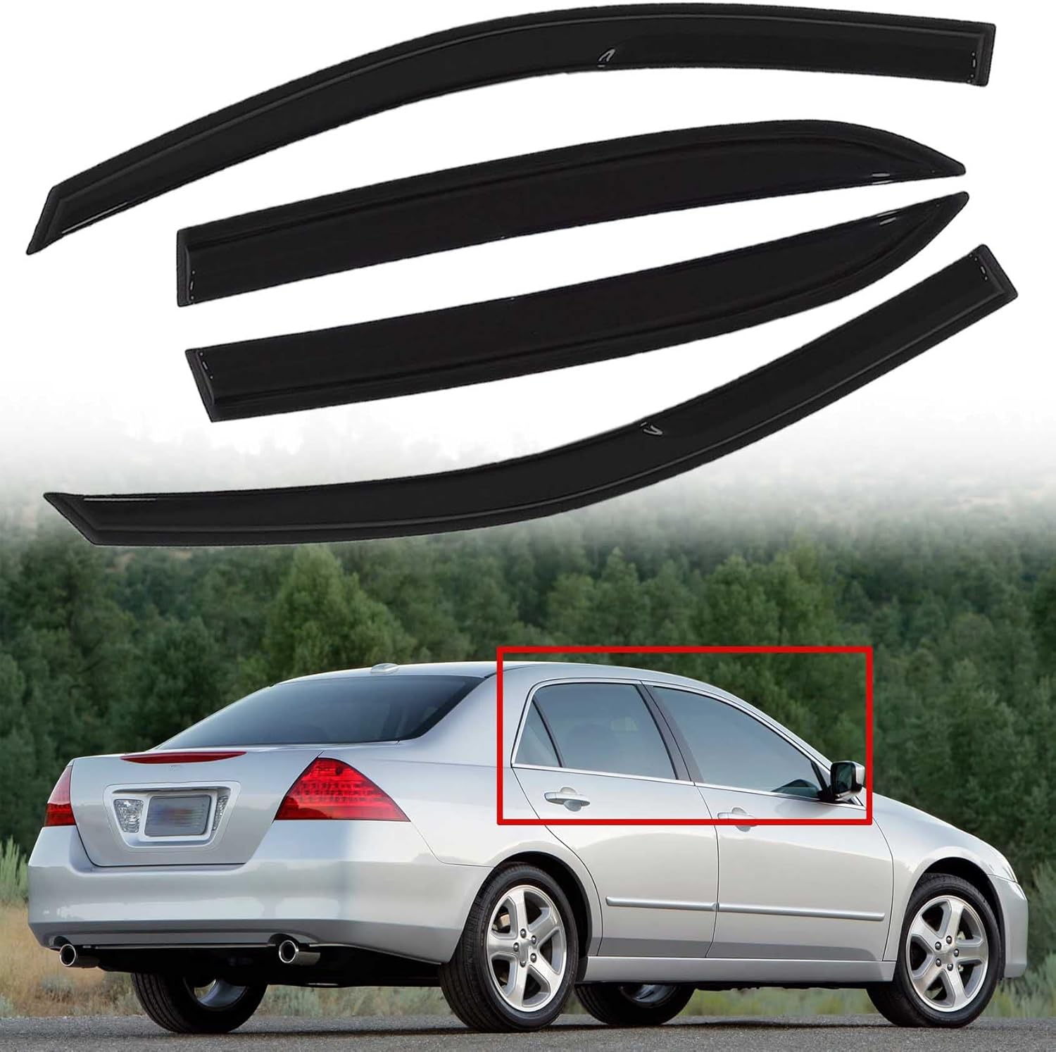 4 viseras laterales para ventana lateral, deflectores, deflectores de ventilación, repuesto para Accord Sedan 2003-2007 de 4 puertas