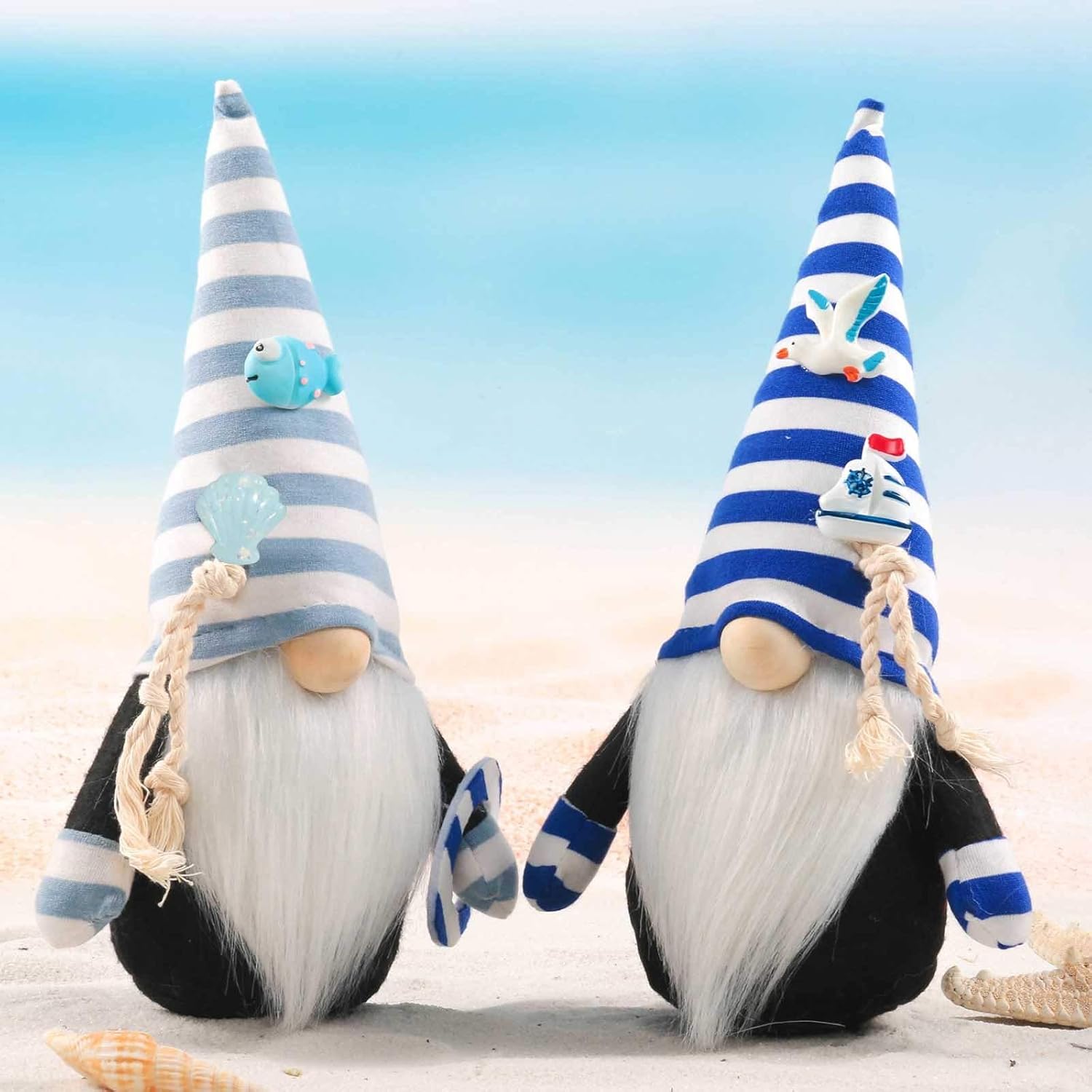 Decoraciones de peluche de gnomo sueco, gnomos del 4 de julio, gnomos sin rostro, festival azul profundo, muñeca náutica del océano,