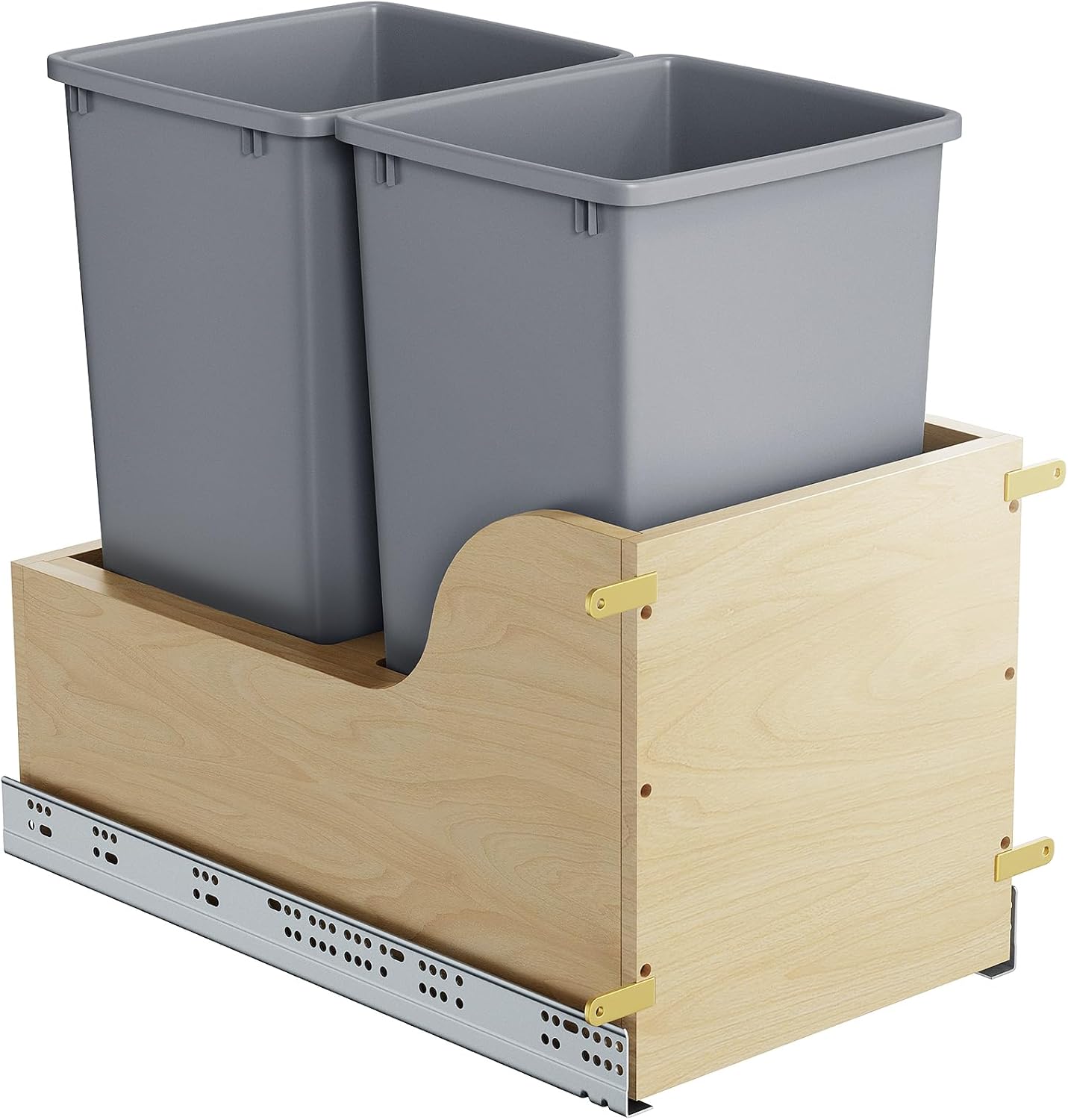 ROOMTEC Cubo de basura extraíble doble de 35 cuartos debajo del gabinete, cubo de basura extraíble para gabinete y basura, cubo de basura extraíble