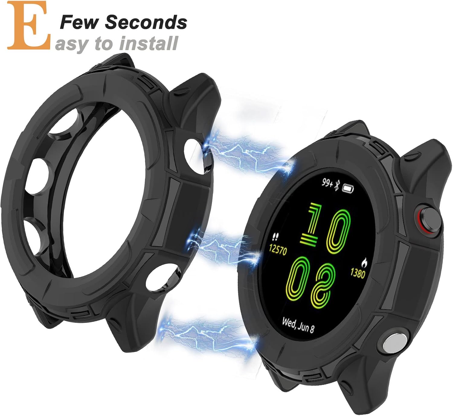 Miimall Compatible con Garmin Forerunner 265, resistente a los arañazos, TPU protección militar, resistente a los arañazos, funda resistente para