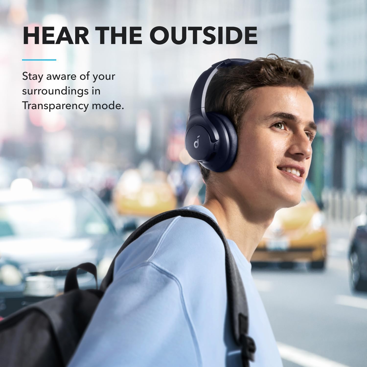 soundcore by Anker Q20i Auriculares híbridos con cancelación activa de ruido, Bluetooth inalámbrico sobre la oreja, tiempo de reproducción ANC de 40