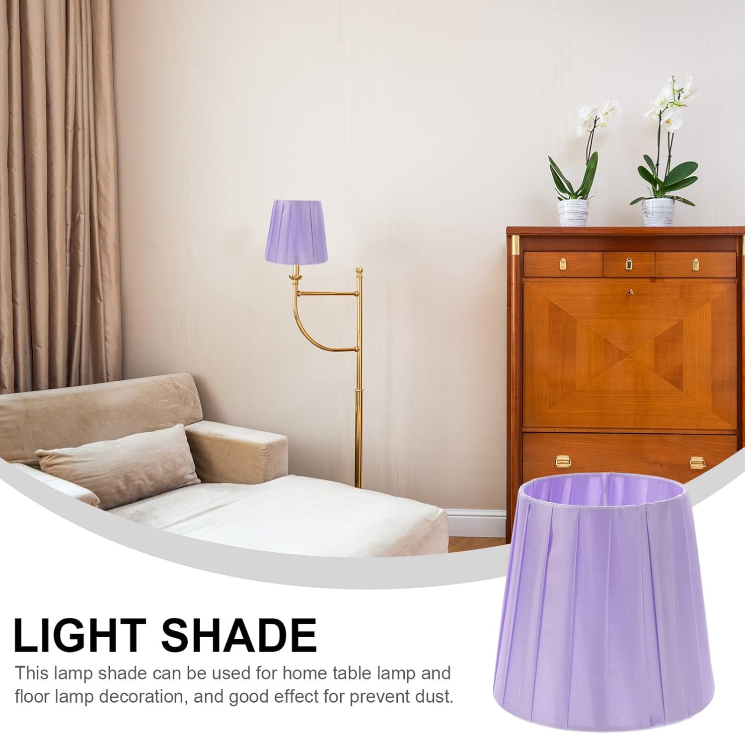 KALLORY Pantalla plisada, cubierta de luz pequeña, pantalla de tela de barril moderna para lámpara de pie de mesa (morado)