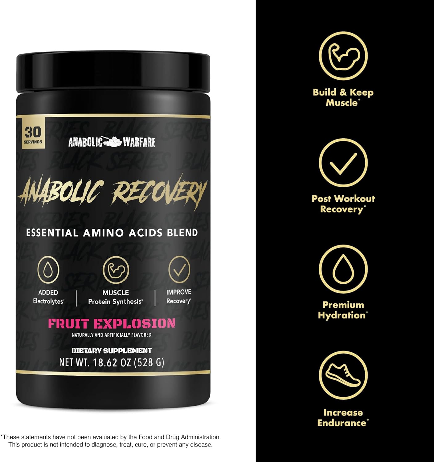 Anabolic Warfare Mezcla de aminoácidos esenciales de recuperación anabólica, recuperación después del entrenamiento e hidratación premium para