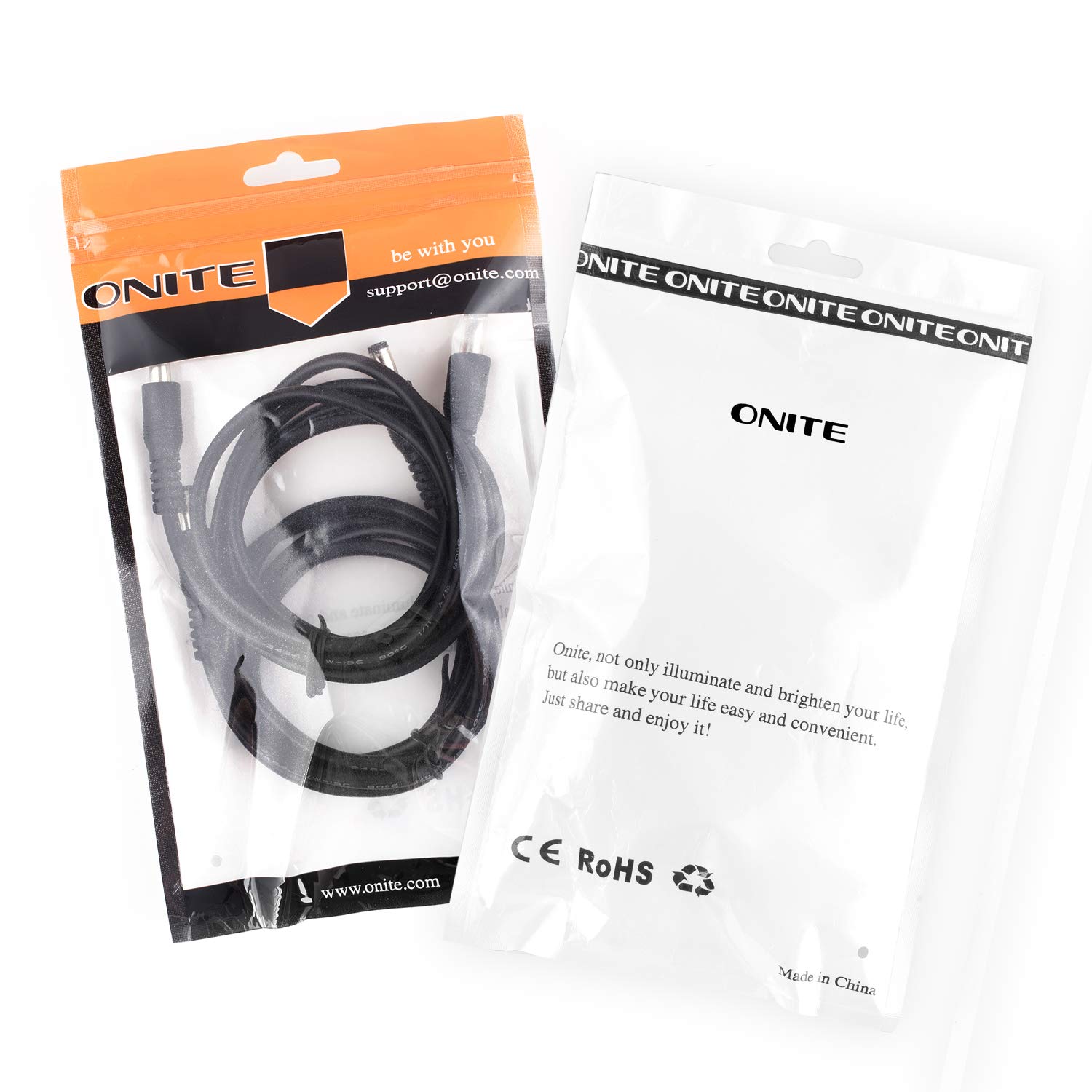 Onite Cable de extensión macho a macho de 3.3 pies, cable adaptador de corriente CC de 0.217 x 0.083 in, para tira LED, cámara de vigilancia, cámara